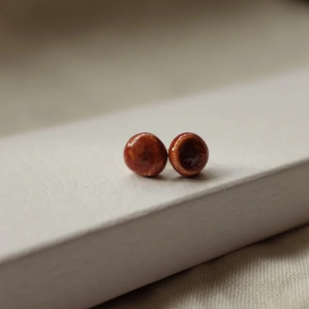Brown Ceramic Stud Earrings